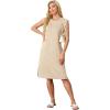 imageGRECERELLE 2025 Women Summer Round Neck Casual Loose Split WrinkleFree Midi Dress with Pockets XS3XLApricot White