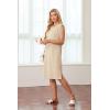 imageGRECERELLE 2025 Women Summer Round Neck Casual Loose Split WrinkleFree Midi Dress with Pockets XS3XLApricot White