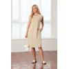 imageGRECERELLE 2025 Women Summer Round Neck Casual Loose Split WrinkleFree Midi Dress with Pockets XS3XLApricot White