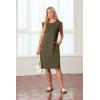 imageGRECERELLE 2025 Women Summer Round Neck Casual Loose Split WrinkleFree Midi Dress with Pockets XS3XLArmy Green