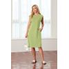 imageGRECERELLE 2025 Women Summer Round Neck Casual Loose Split WrinkleFree Midi Dress with Pockets XS3XLAvocado Green
