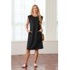 imageGRECERELLE 2025 Women Summer Round Neck Casual Loose Split WrinkleFree Midi Dress with Pockets XS3XLBlack