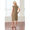 imageGRECERELLE 2025 Women Summer Round Neck Casual Loose Split WrinkleFree Midi Dress with Pockets XS3XLBrown