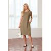 imageGRECERELLE 2025 Women Summer Round Neck Casual Loose Split WrinkleFree Midi Dress with Pockets XS3XLBrown