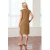 imageGRECERELLE 2025 Women Summer Round Neck Casual Loose Split WrinkleFree Midi Dress with Pockets XS3XLCamel