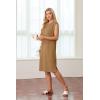 imageGRECERELLE 2025 Women Summer Round Neck Casual Loose Split WrinkleFree Midi Dress with Pockets XS3XLCamel
