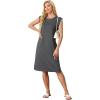 imageGRECERELLE 2025 Women Summer Round Neck Casual Loose Split WrinkleFree Midi Dress with Pockets XS3XLDark Gray