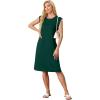 imageGRECERELLE 2025 Women Summer Round Neck Casual Loose Split WrinkleFree Midi Dress with Pockets XS3XLDark Green