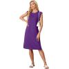 imageGRECERELLE 2025 Women Summer Round Neck Casual Loose Split WrinkleFree Midi Dress with Pockets XS3XLDark Purple