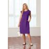 imageGRECERELLE 2025 Women Summer Round Neck Casual Loose Split WrinkleFree Midi Dress with Pockets XS3XLDark Purple
