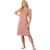 imageGRECERELLE 2025 Women Summer Round Neck Casual Loose Split WrinkleFree Midi Dress with Pockets XS3XLDeep Pink