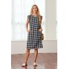 imageGRECERELLE 2025 Women Summer Round Neck Casual Loose Split WrinkleFree Midi Dress with Pockets XS3XLFp Houndstooth