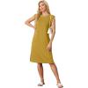 imageGRECERELLE 2025 Women Summer Round Neck Casual Loose Split WrinkleFree Midi Dress with Pockets XS3XLGinger