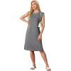 imageGRECERELLE 2025 Women Summer Round Neck Casual Loose Split WrinkleFree Midi Dress with Pockets XS3XLGrey