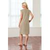 imageGRECERELLE 2025 Women Summer Round Neck Casual Loose Split WrinkleFree Midi Dress with Pockets XS3XLKhaki