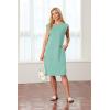imageGRECERELLE 2025 Women Summer Round Neck Casual Loose Split WrinkleFree Midi Dress with Pockets XS3XLLight Blue