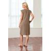 imageGRECERELLE 2025 Women Summer Round Neck Casual Loose Split WrinkleFree Midi Dress with Pockets XS3XLLight Coffee