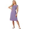 imageGRECERELLE 2025 Women Summer Round Neck Casual Loose Split WrinkleFree Midi Dress with Pockets XS3XLLilac
