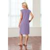 imageGRECERELLE 2025 Women Summer Round Neck Casual Loose Split WrinkleFree Midi Dress with Pockets XS3XLLilac