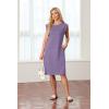 imageGRECERELLE 2025 Women Summer Round Neck Casual Loose Split WrinkleFree Midi Dress with Pockets XS3XLLilac