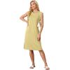 imageGRECERELLE 2025 Women Summer Round Neck Casual Loose Split WrinkleFree Midi Dress with Pockets XS3XLMustard Yellow