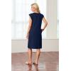 imageGRECERELLE 2025 Women Summer Round Neck Casual Loose Split WrinkleFree Midi Dress with Pockets XS3XLNavy Blue