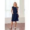 imageGRECERELLE 2025 Women Summer Round Neck Casual Loose Split WrinkleFree Midi Dress with Pockets XS3XLNavy Blue