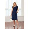 imageGRECERELLE 2025 Women Summer Round Neck Casual Loose Split WrinkleFree Midi Dress with Pockets XS3XLNavy Blue