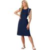 imageGRECERELLE 2025 Women Summer Round Neck Casual Loose Split WrinkleFree Midi Dress with Pockets XS3XLNavy Blue