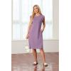 imageGRECERELLE 2025 Women Summer Round Neck Casual Loose Split WrinkleFree Midi Dress with Pockets XS3XLPurple