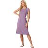 imageGRECERELLE 2025 Women Summer Round Neck Casual Loose Split WrinkleFree Midi Dress with Pockets XS3XLPurple
