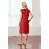 imageGRECERELLE 2025 Women Summer Round Neck Casual Loose Split WrinkleFree Midi Dress with Pockets XS3XLRed
