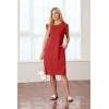 imageGRECERELLE 2025 Women Summer Round Neck Casual Loose Split WrinkleFree Midi Dress with Pockets XS3XLRed
