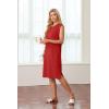 imageGRECERELLE 2025 Women Summer Round Neck Casual Loose Split WrinkleFree Midi Dress with Pockets XS3XLRed