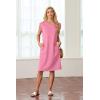 imageGRECERELLE 2025 Women Summer Round Neck Casual Loose Split WrinkleFree Midi Dress with Pockets XS3XLRose Red