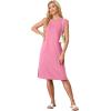imageGRECERELLE 2025 Women Summer Round Neck Casual Loose Split WrinkleFree Midi Dress with Pockets XS3XLRose Red