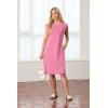 imageGRECERELLE 2025 Women Summer Round Neck Casual Loose Split WrinkleFree Midi Dress with Pockets XS3XLRose Red