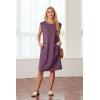 imageGRECERELLE 2025 Women Summer Round Neck Casual Loose Split WrinkleFree Midi Dress with Pockets XS3XLRosewood