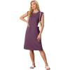 imageGRECERELLE 2025 Women Summer Round Neck Casual Loose Split WrinkleFree Midi Dress with Pockets XS3XLRosewood
