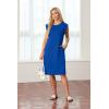 imageGRECERELLE 2025 Women Summer Round Neck Casual Loose Split WrinkleFree Midi Dress with Pockets XS3XLRoyal Blue