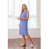 imageGRECERELLE 2025 Women Summer Round Neck Casual Loose Split WrinkleFree Midi Dress with Pockets XS3XLSky Blue