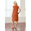 imageGRECERELLE 2025 Women Summer Round Neck Casual Loose Split WrinkleFree Midi Dress with Pockets XS3XLTan