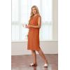 imageGRECERELLE 2025 Women Summer Round Neck Casual Loose Split WrinkleFree Midi Dress with Pockets XS3XLTan