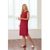 imageGRECERELLE 2025 Women Summer Round Neck Casual Loose Split WrinkleFree Midi Dress with Pockets XS3XLWine Red