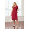 imageGRECERELLE 2025 Women Summer Round Neck Casual Loose Split WrinkleFree Midi Dress with Pockets XS3XLWine Red