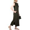 imageGRECERELLE 2025 Women YearRound Casual Round Neck Loose Split WrinkleFree Long Maxi Vacation Dress with Pockets XS3XLAcid Washed Black