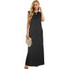 imageGRECERELLE 2025 Women YearRound Casual Round Neck Loose Split WrinkleFree Long Maxi Vacation Dress with Pockets XS3XLAcid Washed Black