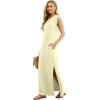 imageGRECERELLE 2025 Women YearRound Casual Round Neck Loose Split WrinkleFree Long Maxi Vacation Dress with Pockets XS3XLApricot