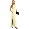 imageGRECERELLE 2025 Women YearRound Casual Round Neck Loose Split WrinkleFree Long Maxi Vacation Dress with Pockets XS3XLApricot