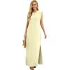 imageGRECERELLE 2025 Women YearRound Casual Round Neck Loose Split WrinkleFree Long Maxi Vacation Dress with Pockets XS3XLApricot